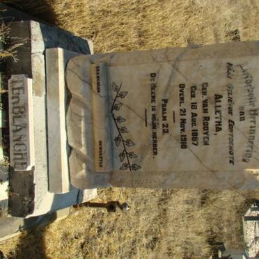 TERBLANCHE Alletha nee VAN ROOYEN 1887-1918