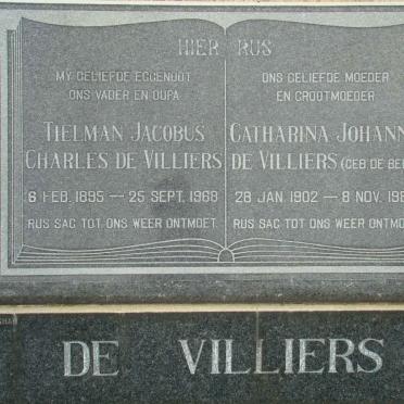 VILLIERS Tielman Jacobus Charles, de 1895-1968 &amp; Catharina Johanna DE BEER 1902-1984