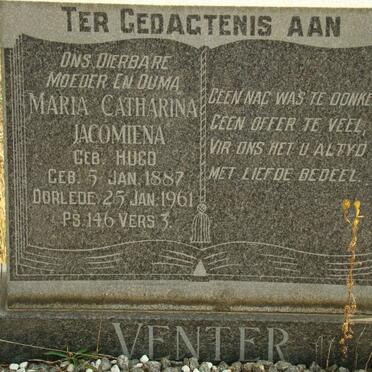 VENTER Maria Catharina Jacomina nee HUGO 1887-1961