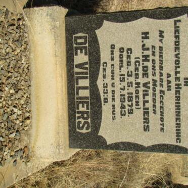 VILLIERS H.J.H., de nee KOEN 1879-1943