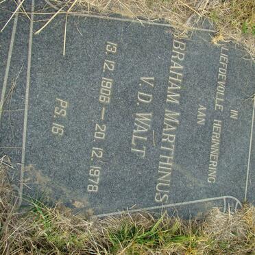 WALT Abraham Marthinus, v.d. 1906-1978