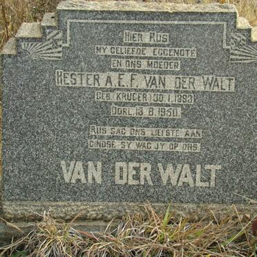 WALT Hester A.F.F., van der nee KRUGER 1893-1950