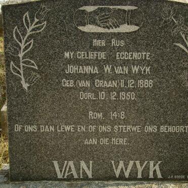 WYK Johanna W., van nee VAN GRAAN 1888-1950
