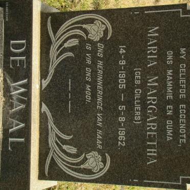 WAAL Maria Magaretha, de nee CILLIERS 1905-1962