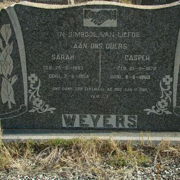 WEYERS Casper 1878-1960 &amp; Sarah 1882-1954