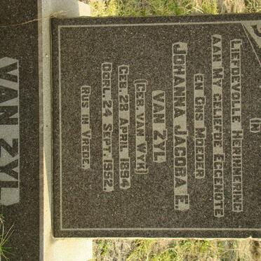 ZYL Johanna Jacoba E., van nee VAN WYK 1894-1952