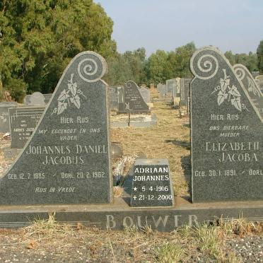 BOUWER Johannes Daniel Jacobus 1885-1962 &amp; Elizabeth Jacoba 1891-1986 :: BOUWER Adriaan Johannes 1916-2000