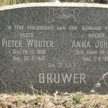 BRUWER Pieter Wouter 1863-1956 &amp; Anna Johanna KORFF 1888-1955