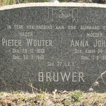 BRUWER Pieter Wouter 1863-1956 &amp; Anna Johanna KORFF 1888-1955