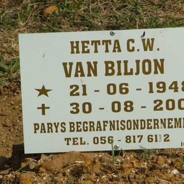 BILJON Hetta C.W., van 1948-2007
