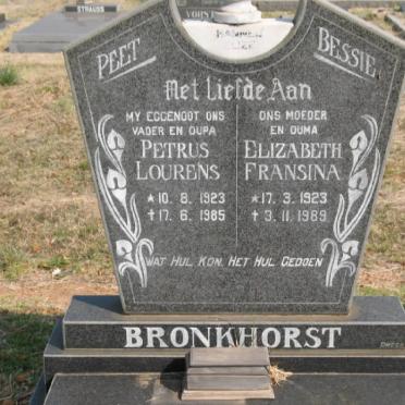 BRONKHORST Petrus Lourens 1923-1985 &amp; Elizabeth Fransina 1923-1989