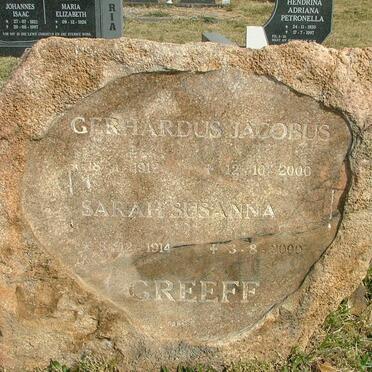 GREEFF Gerhardus Jacobus 1912-2000 &amp; Sarah Susanna 1914-2000