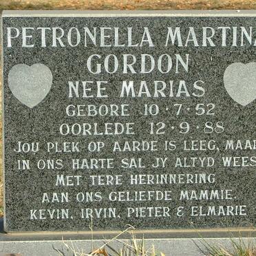 GORDON Petronalla Martina nee MARAIS 1952-1988