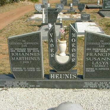HEUNIS Johannes Marthinus 1917-1996 &amp; Francina Susanna Lasya 1930-