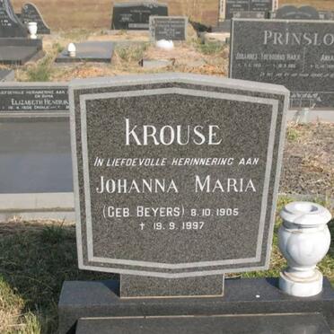 KROUSE Johanna Maria nee BEYERS 1905-1997