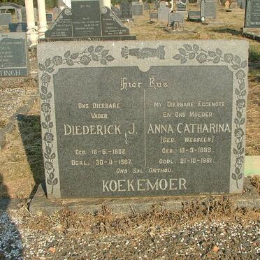 KOEKEMOER Diederick J. 1882-1967 &amp; Anna Catharina WESSELS 1889-1961