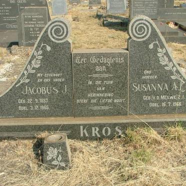 KROS Jacobus J. 1893-1965 &amp; Susanna A. I. V.D. MERWE 1892-1966