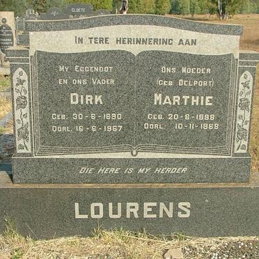 LOURENS Dirk 1890-1967 &amp; Marthie DELPORT 1898-1968