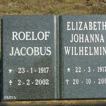 LOUW Roelof Jacobus 1917-2002 &amp; Elizabeth Johanna Wilhelmina 1917-2007