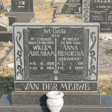 MERWE Willem Abraham, van der 1908-1984 &amp; Anna Hendrina VENTER 1911-1999