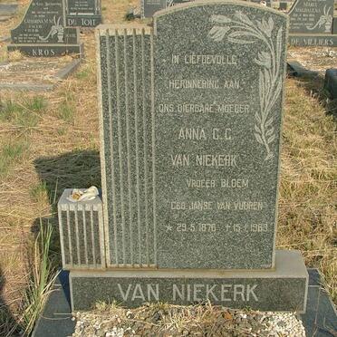 NIEKERK Anna G.C., van formerly BLOEM nee JANSE VAN VUUREN 1876-1963