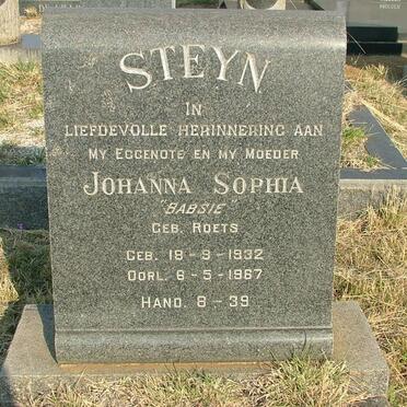STEYN Johanna Sophia nee ROETS 1932-1967