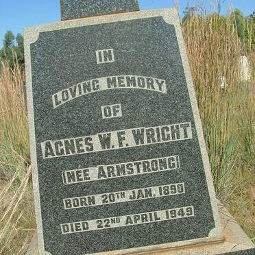 WRIGHT Agnes W.F. nee ARMSTRONG 1890-1949