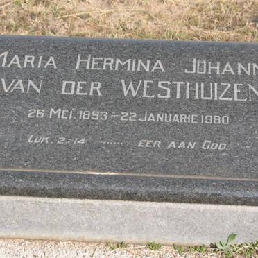 WESTHUIZEN Maria Hermina Johanna, van der 1893-1980