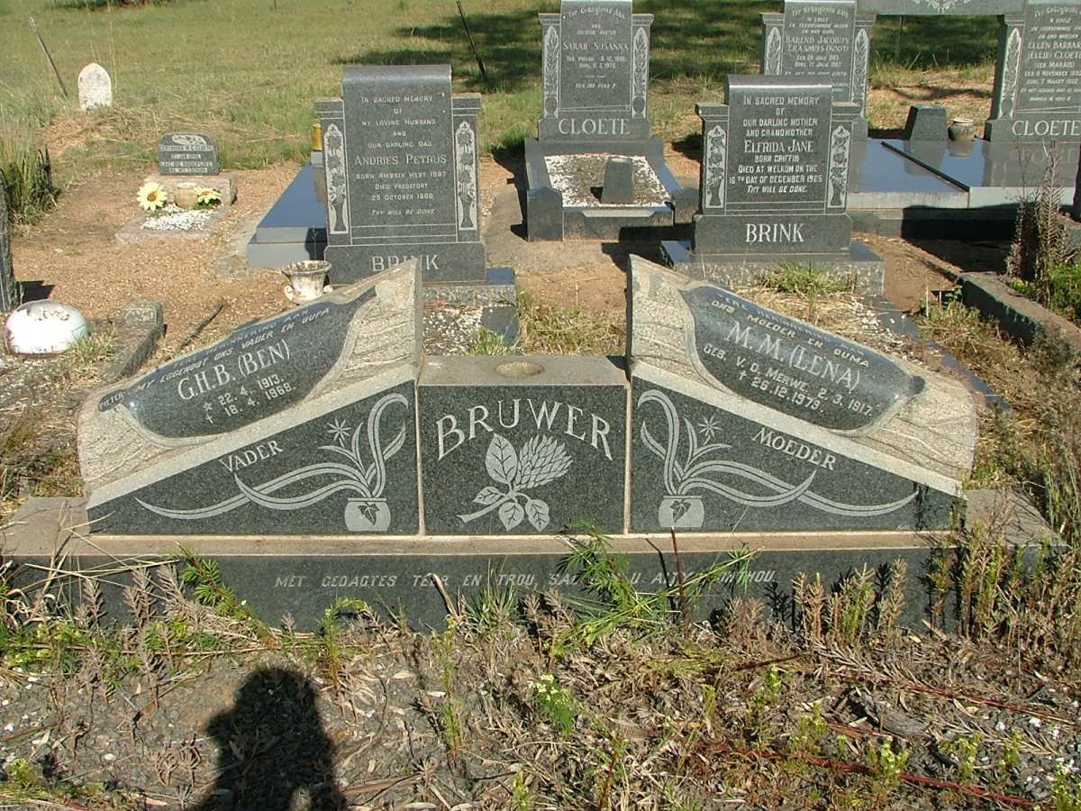 BRUWER G.H.B. 1913-1968 &amp; M.M. V.D. MERWE 1917-1979