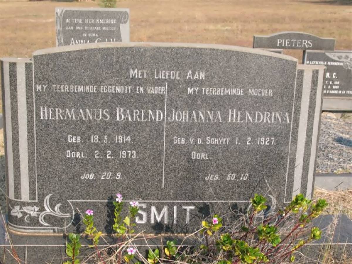 SMIT Hermanus Barend 1914-1973 &amp; Johanna Hendrina V.D. SCHYFF 1927-