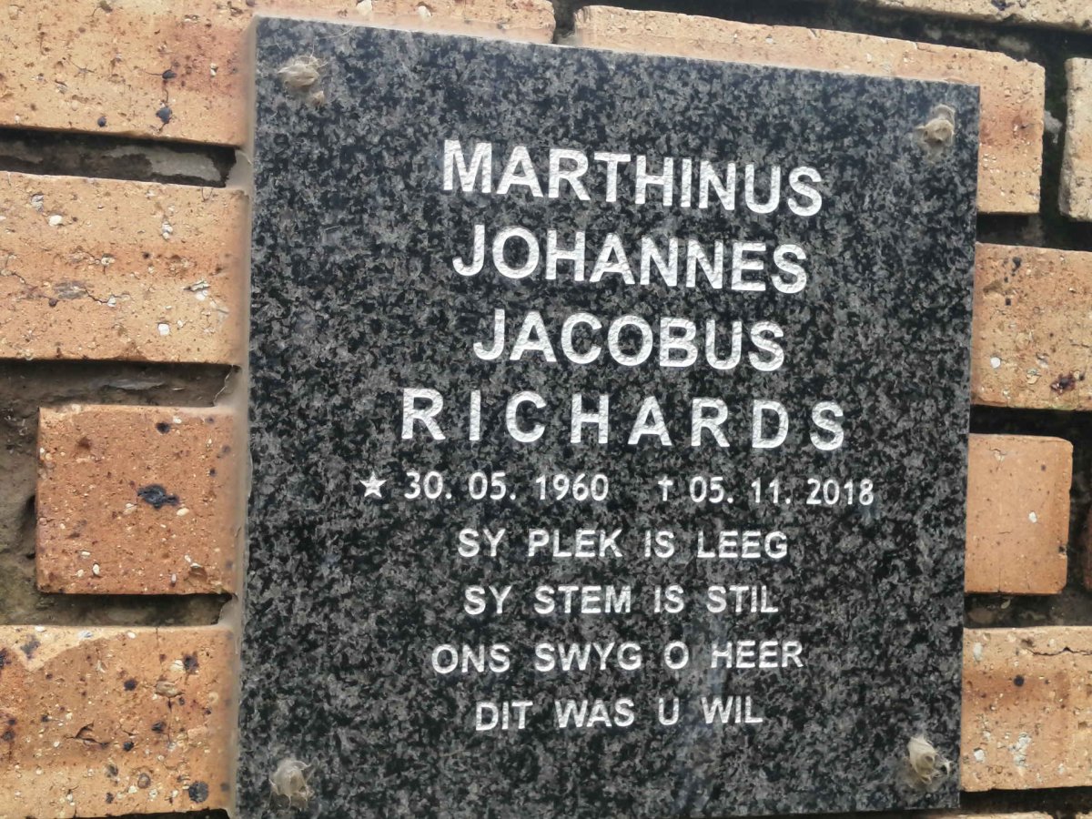 RICHARDS Marthinus Johannes Jacobus 1960-2018