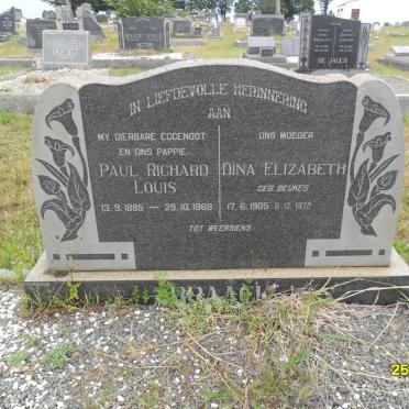 BRAACK Paul Richard Louis 1885-1968 &amp; Dina Elizabeth BEUKES 1905-1972