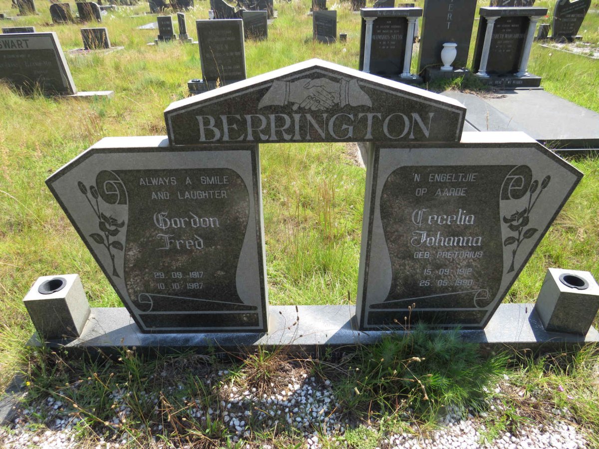 BERRINGTON Gordon Fred 1917-1987 & Cecilia Johanna PRETORIUS 1912-1990