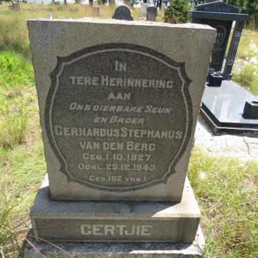 BERG Gerhardus Stephanus, van den 1927-1943