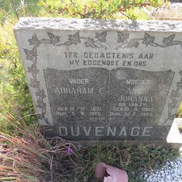DUVENAGE Abraham C. 1891-1960 & Anna Johanna VAN ZYL 1902-1985