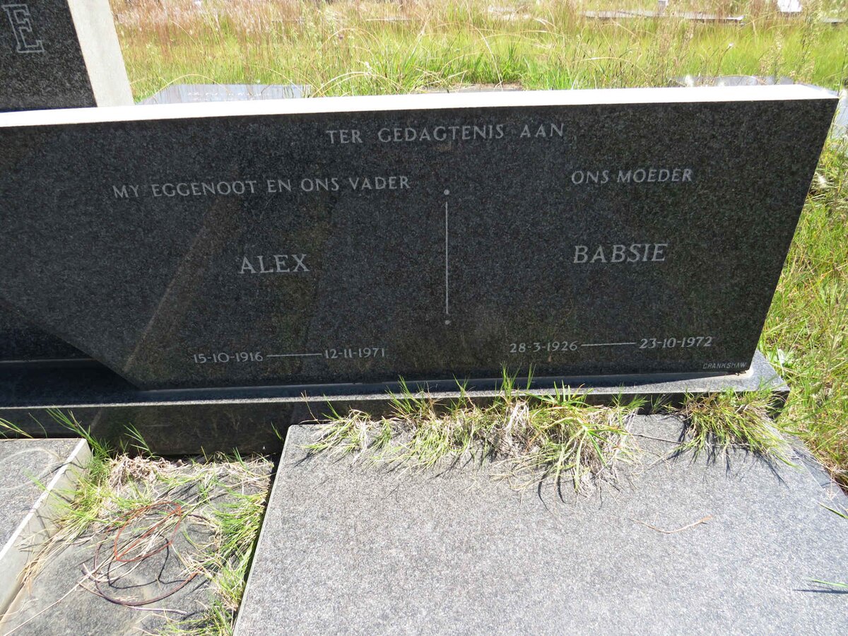 FOURIE Alex 1916-1971 & Babsie 1926-1972 _2