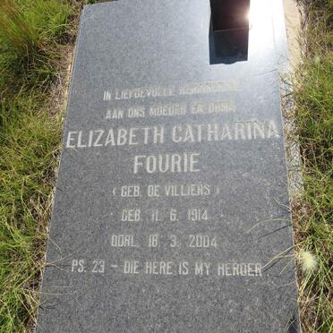 FOURIE Elizabeth Catharina nee DE VILLIERS 1914-2004