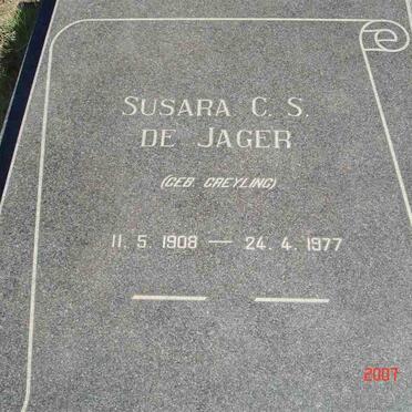 JAGER Susara C.S., de née GREYLING 1908-1977