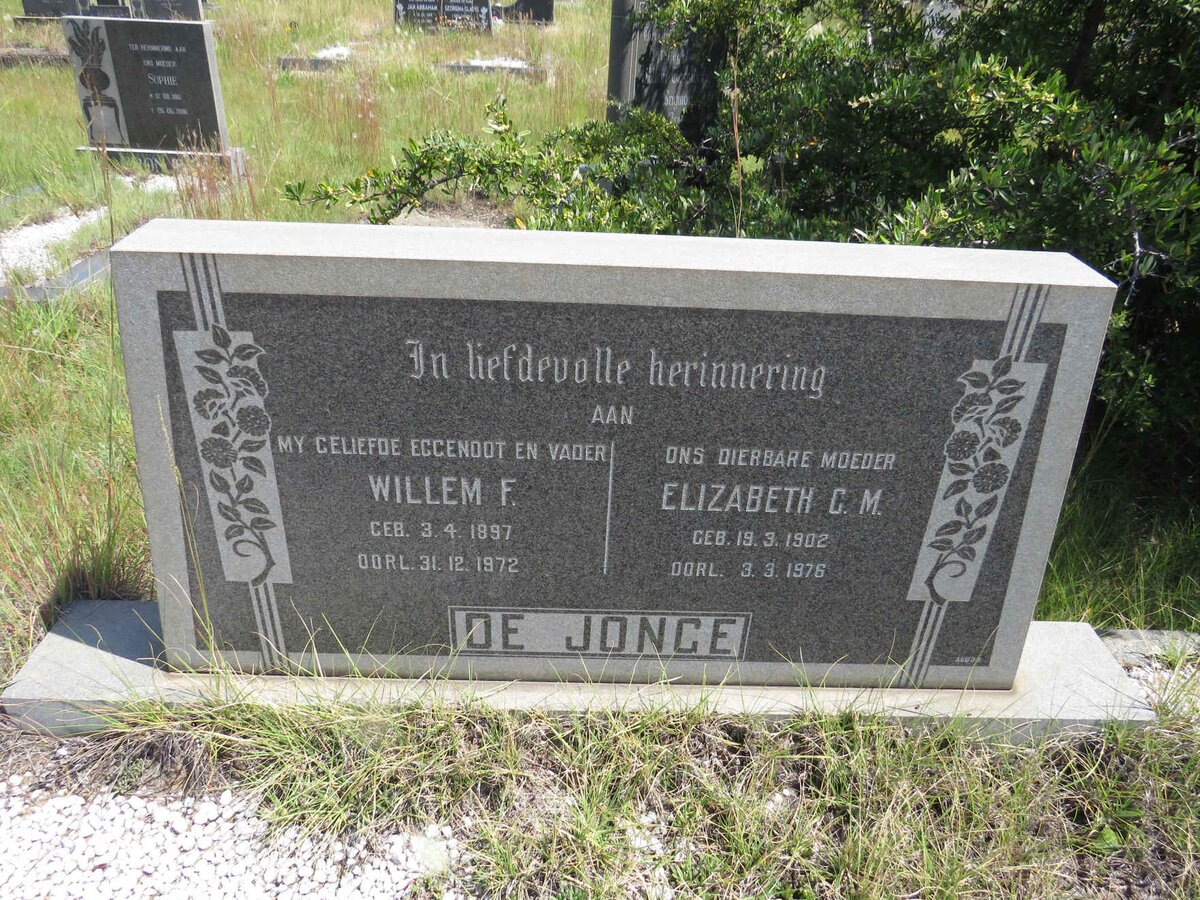 JONGE Willem F., de 1897-1972 & Elizabeth C.M. 1902-1976