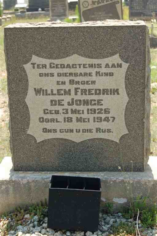 JONGE Willem Fredrik de, 1926-1947