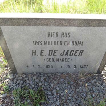 JAGER H.E., de nee MAREE 1895-1987