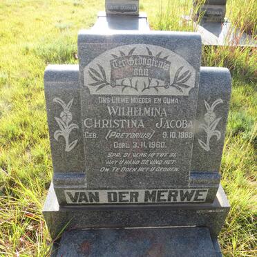 MERWE Wilhelmina Christina Jacoba, van der nee PRETORIUS 1888-1960
