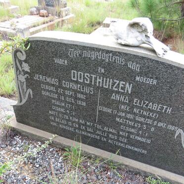 OOSTHUIZEN Jeremias Cornelius 1882-1938 & Anna Elizabeth REYNEKE 1891-1969