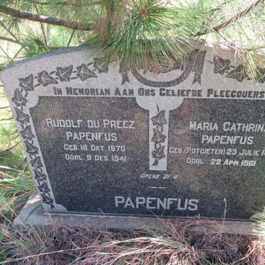 PAPENFUS Rudolf du Preez 1870-1941 & Maria Cathrina POTGIETER 1877-1961