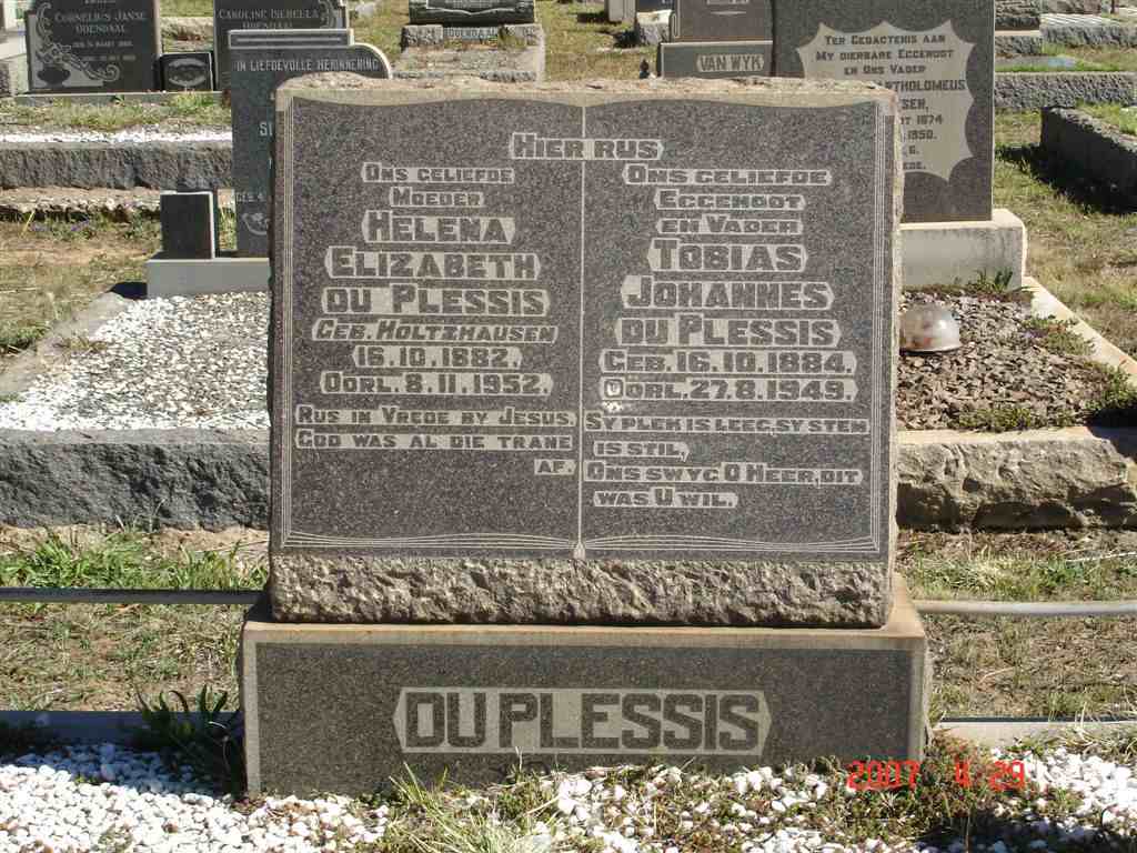 PLESSIS Tobias Johannes, du 1884-1949 &amp; Helena Elizabeth HOLTZHAUSEN 1882-1952