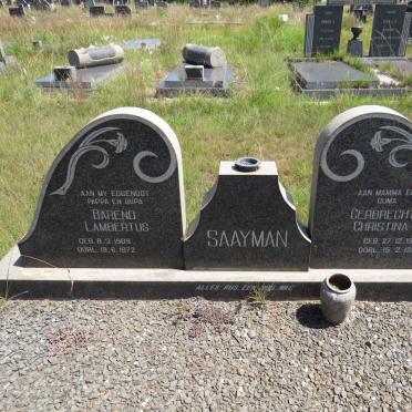 SAAYMAN Barend Lambertus 1909-1972 & Gerbrecht Christina 1913-1990