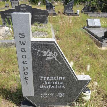 SWANEPOEL Francina Jacoba nee SERFONTEIN 1923-2010