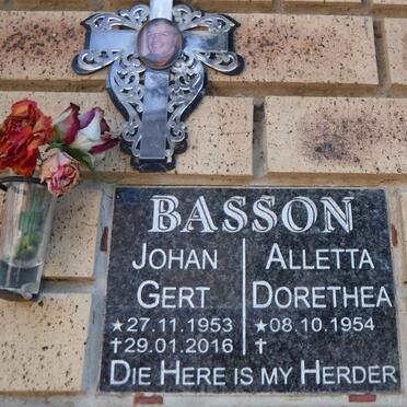 BASSON Johan Gert 1953-2016 &amp; Alletta Dorethea 1954-