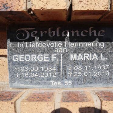 TERBLANCHE George F. 1934-2012 & Maria L. 1937-2013