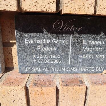 VICTOR Everhardus George Frederik 1950-2006 & Elizabeth Magrieta 1953-